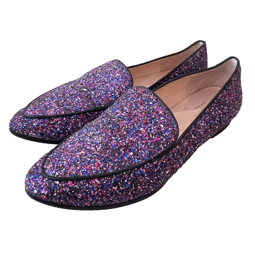 Kate Spade New York Calliope Purple Multi Glitter Loafers Size 8 M Flats